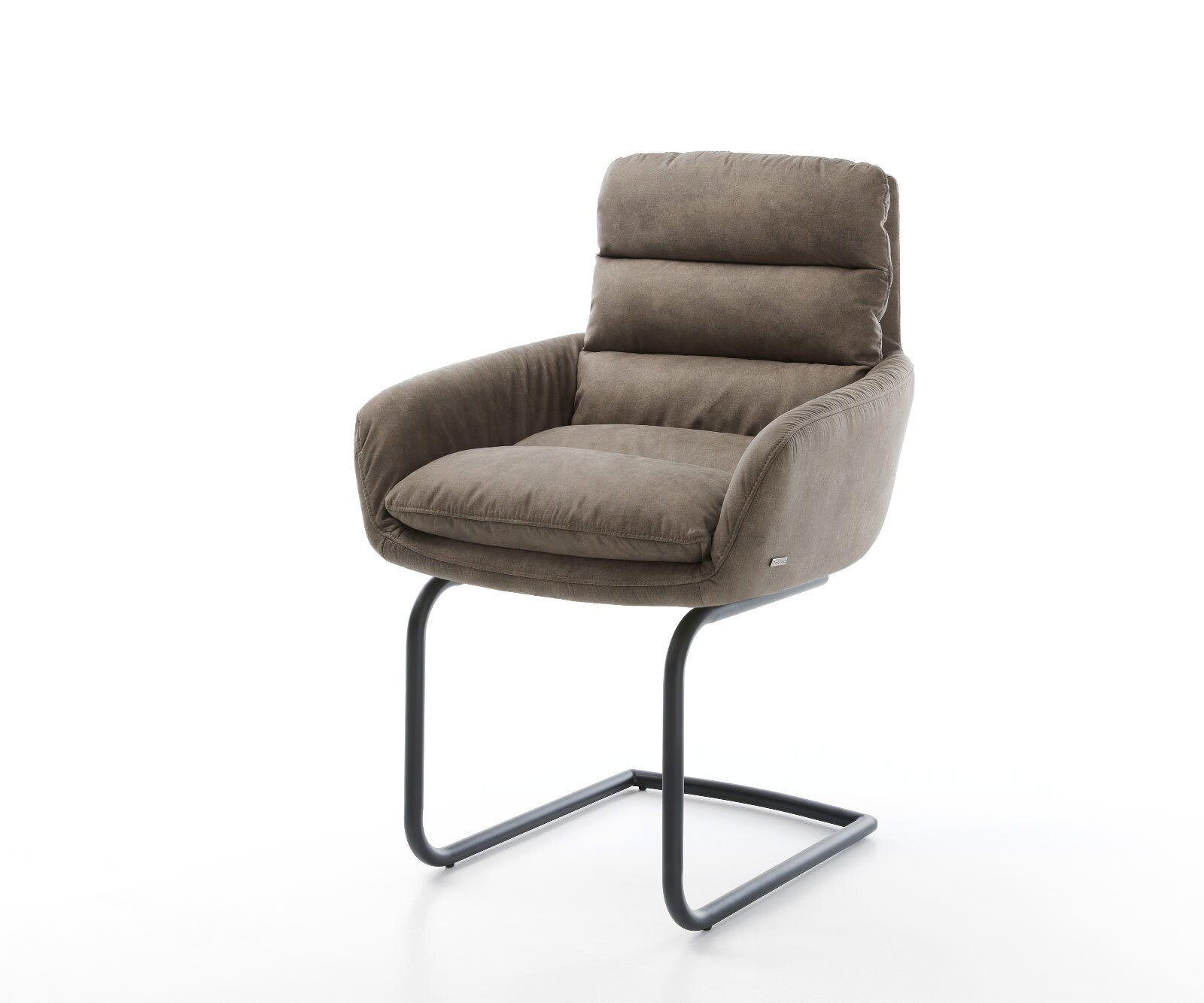 Freischwinger Abelia-Flex mit Armlehnen Mikrofaser Taupe Vintage Freischwinger rund Schwarz 1