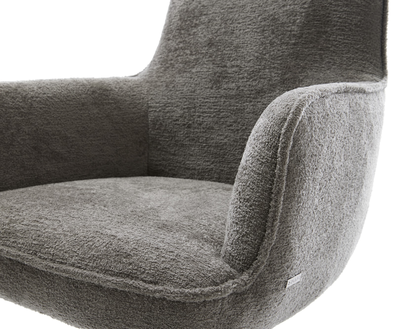 Drehstuhl Heira-Flex mit Armlehnen Bouclé Soft Schlamm Kreuzgestell breit Weiß 360° drehbar Wippfunktion Taschenfederkern 4