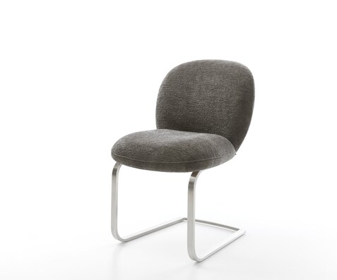 Freischwinger Nube-Flex Bouclé Soft Schlamm Freischwinger flach Edelstahl Taschenfederkern