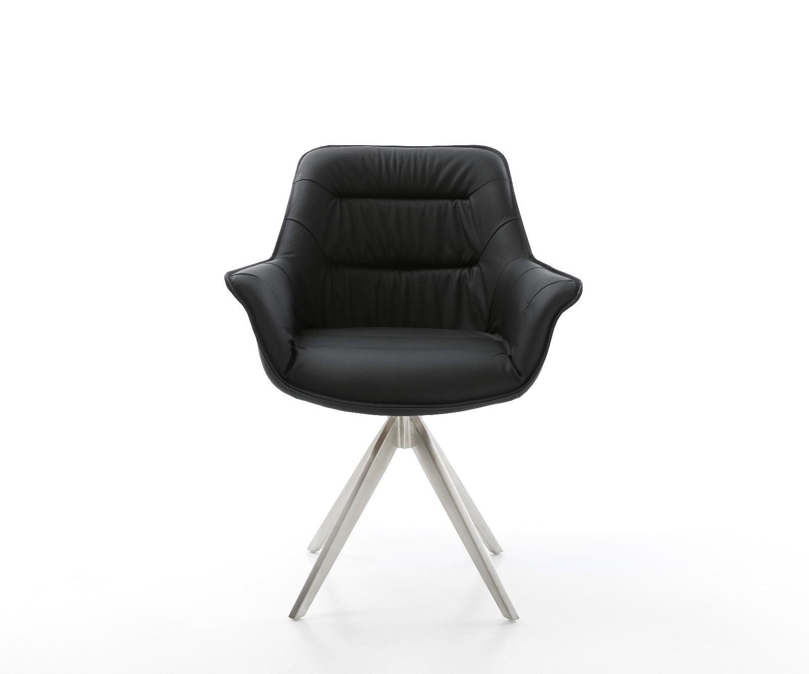 Esszimmerstuhl Kaira-Flex Echt-Leder Schwarz Kreuzgestell kantig Edelstahl 1 Esszimmerstuhl Kaira-Flex Echt-Leder Schwarz Kreuzgestell kantig Edelstahl 1