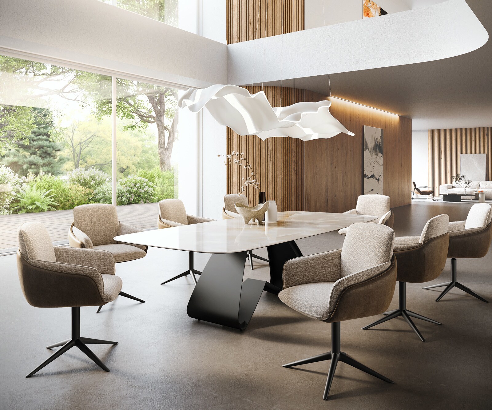 Esstisch Edge Boot 270x120 cm Keramik Iris FMG Onice Grigio W-Gestell Metall Schwarz 7