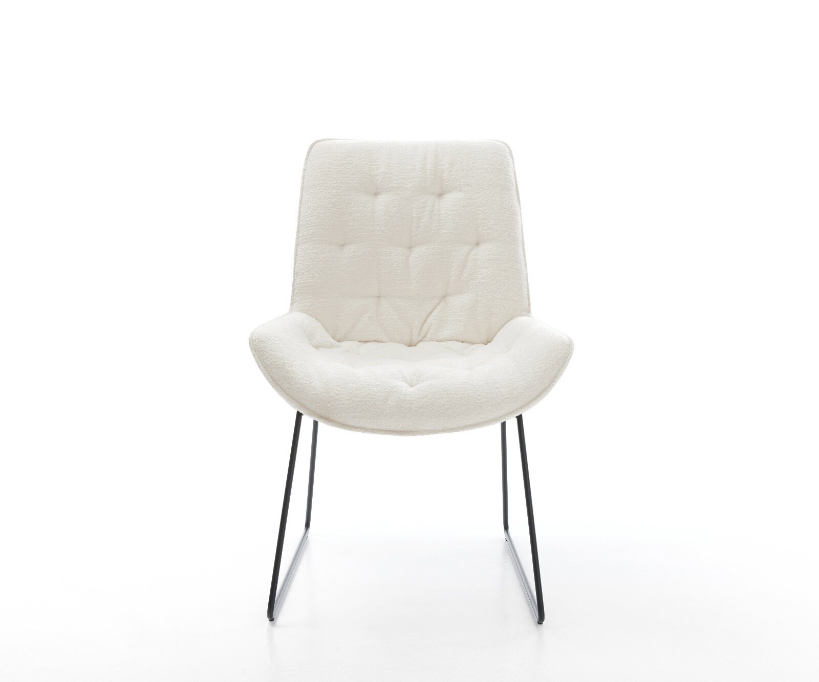 Esszimmerstuhl Taimi-Flex Bouclé Soft Beige Kufengestell Schwarz 1
