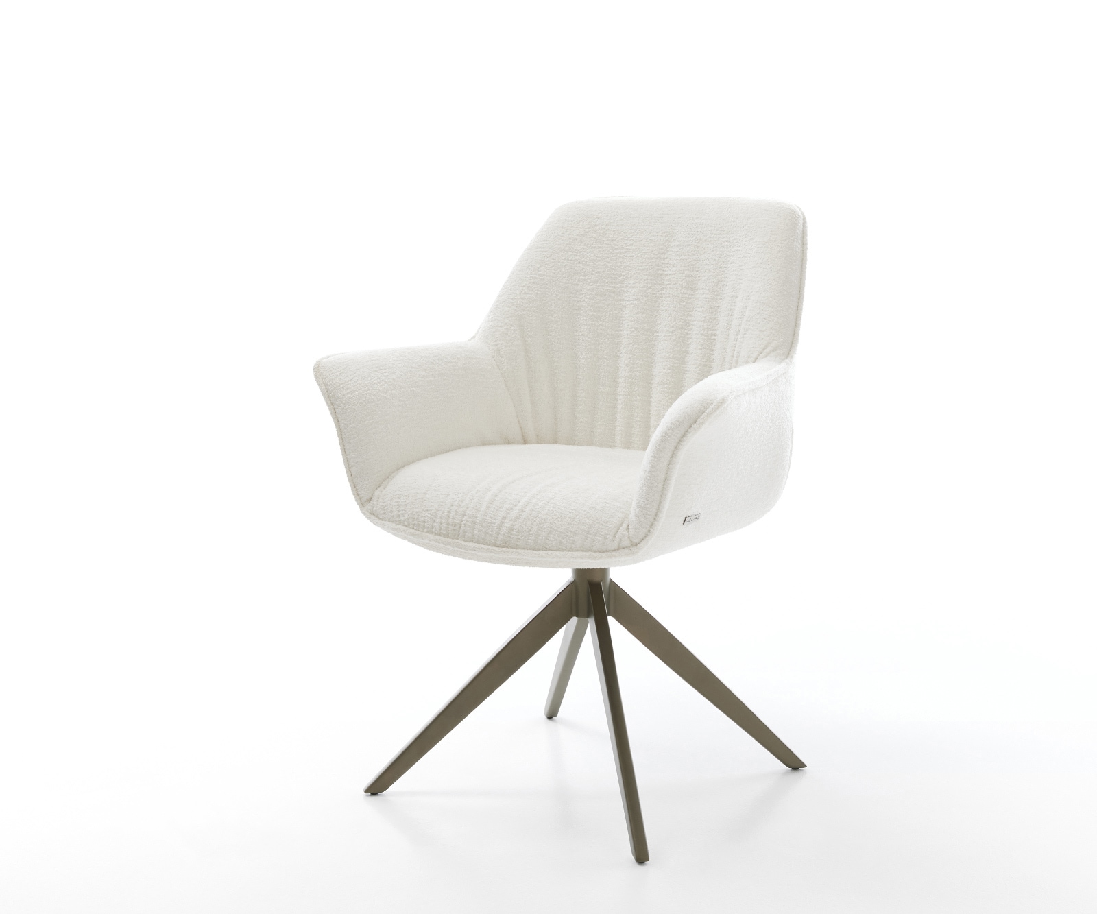 Drehstuhl Keila-Flex mit Armlehnen Bouclé Soft Beige Kreuzgestell breit Effektfinish Titan 360° drehbar Wippfunktion