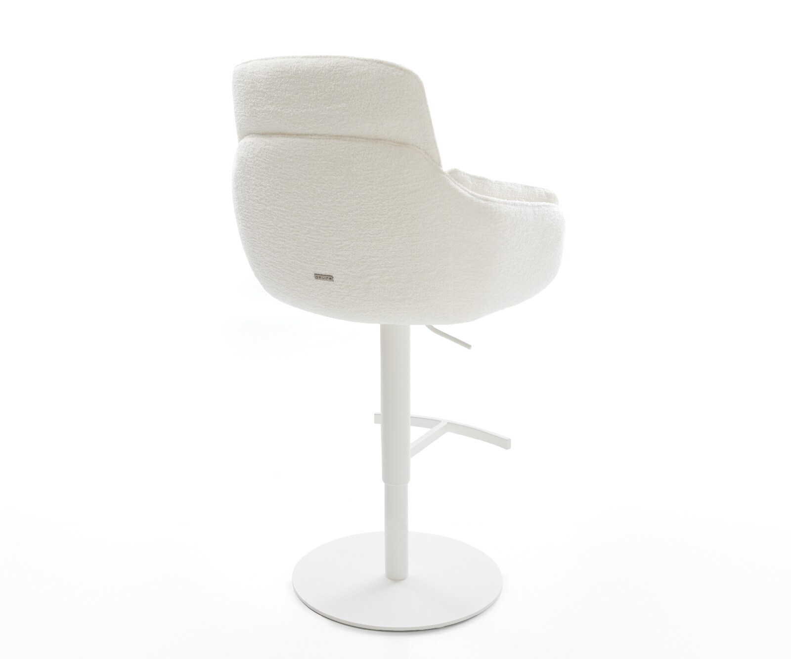 Barstuhl Luan-Flex Bouclé Soft Beige Drehfuß höhenverstellbar Metall Weiß 4