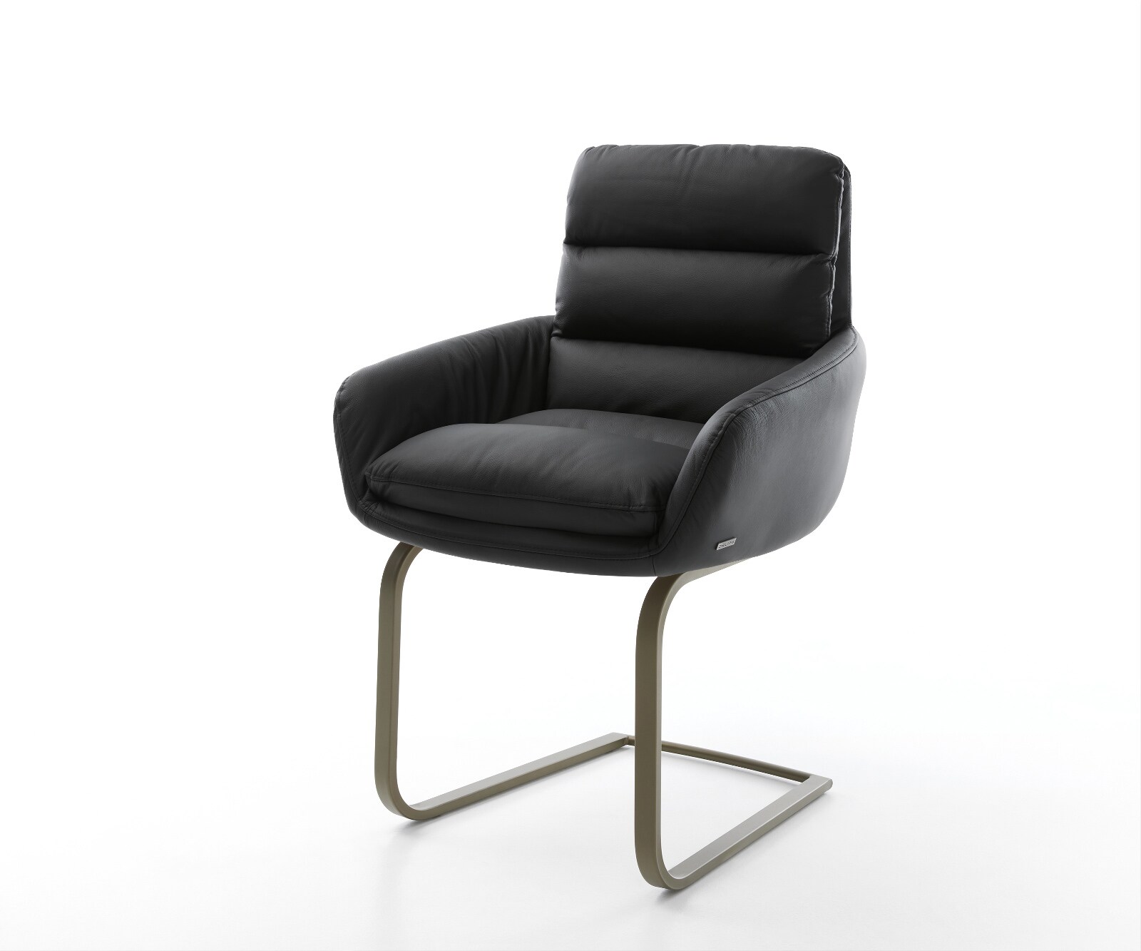 Freischwinger Abelia-Flex mit Armlehnen Echt-Leder Schwarz Freischwinger flach Effektfinish Titan