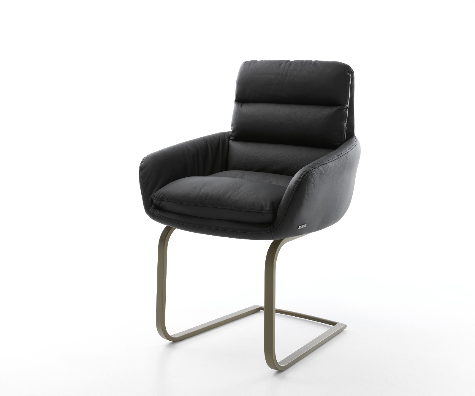 Freischwinger Abelia-Flex mit Armlehnen Echt-Leder Schwarz Freischwinger flach Effektfinish Titan