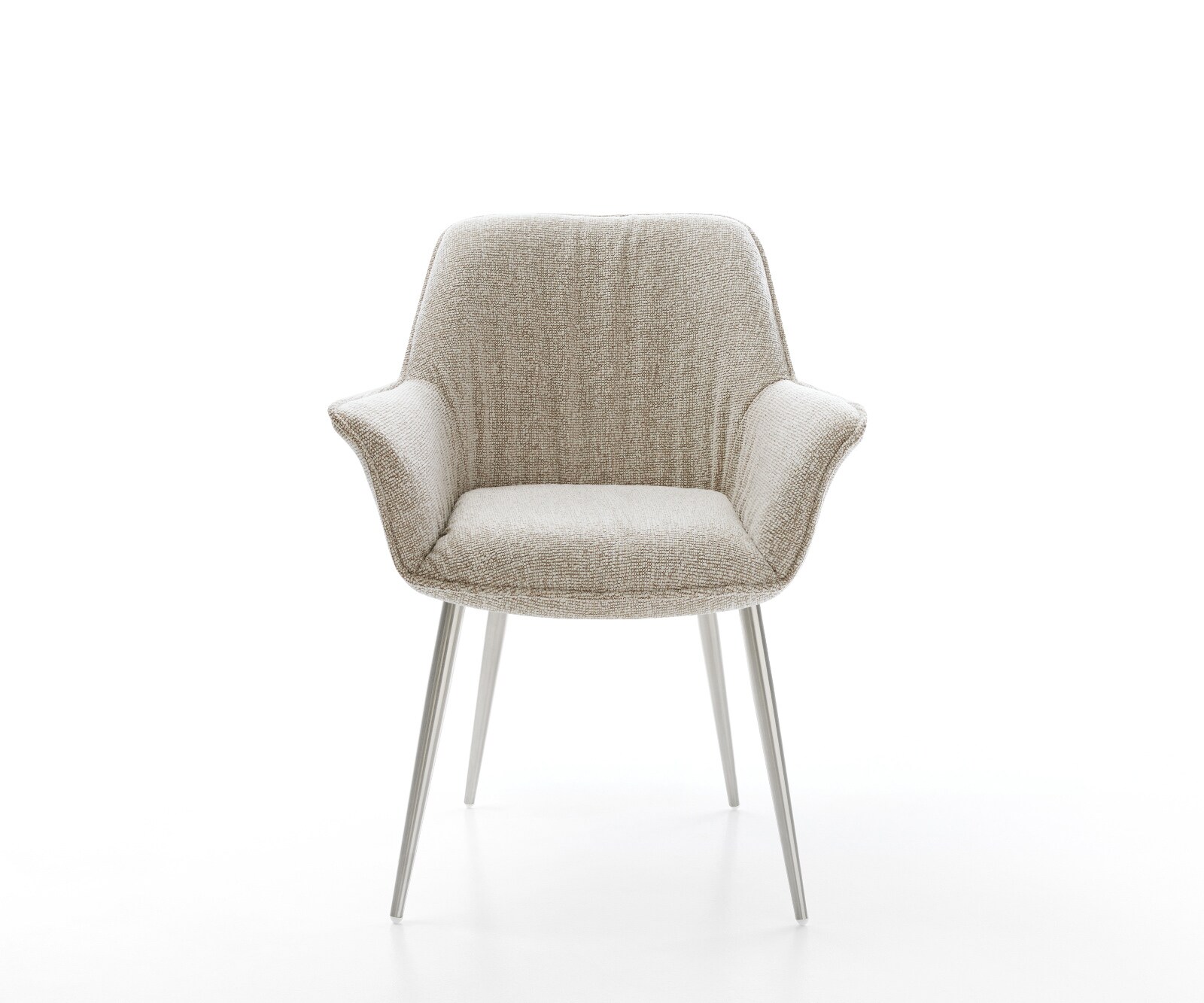 Esszimmerstuhl Keila-Flex mit Armlehnen Webstoff Soft Beige 4-Fuß konisch Edelstahl 2