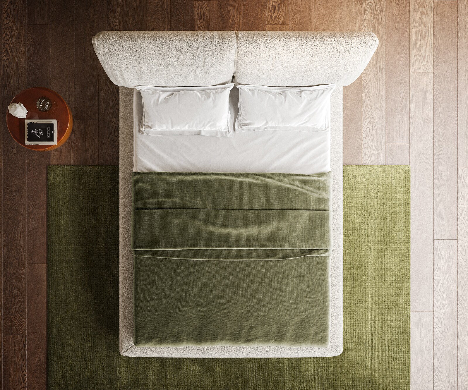 Polsterbettgestell Cusino 140x200 cm Bouclé Creme-Weiß 5