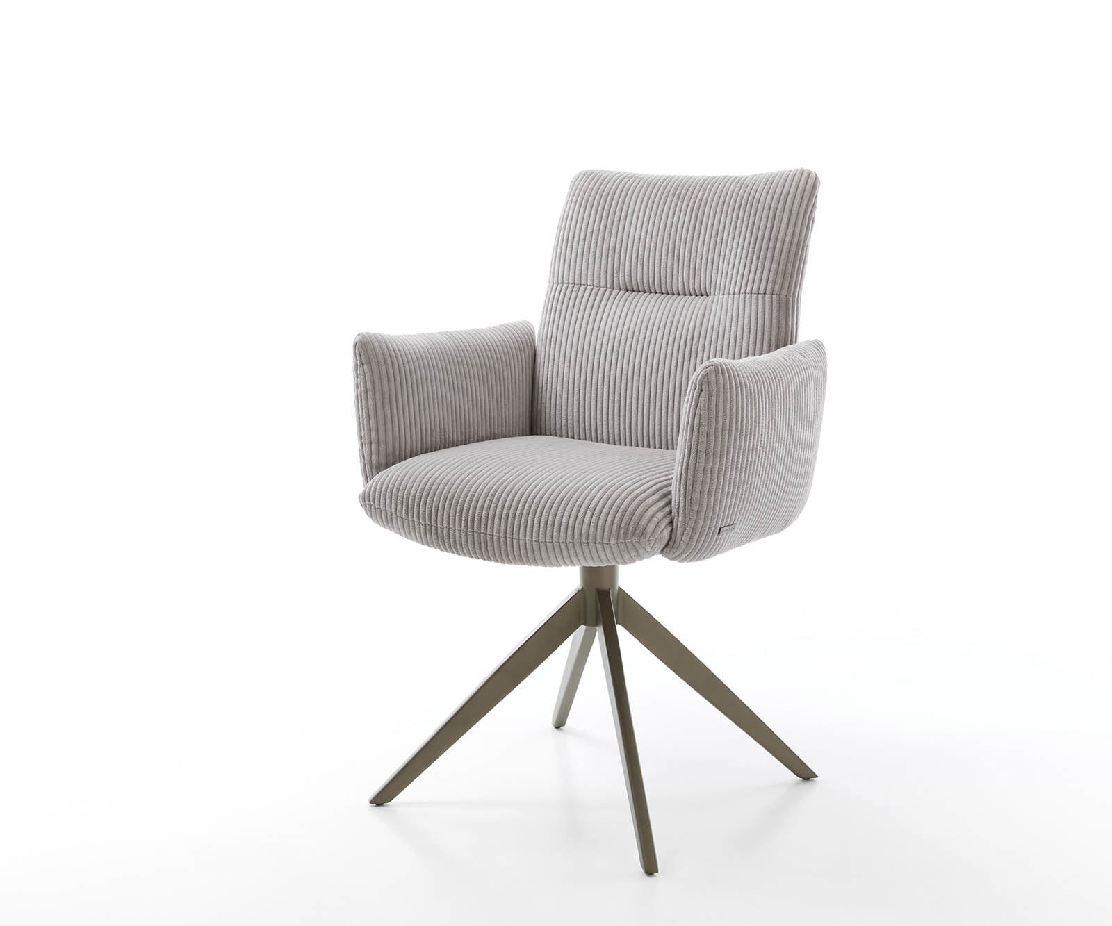 Drehstuhl Jova-Flex mit Armlehnen Cord Silbergrau Kreuzgestell breit Effektfinish Titan 360° drehbar Taschenfederkern Drehstuhl Jova-Flex mit Armlehnen Cord Silbergrau Kreuzgestell breit Effektfinish Titan 360° drehbar Taschenfederkern