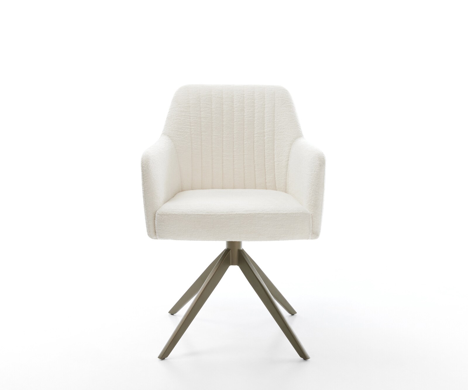 Drehstuhl Greg-Flex Bouclé Soft Beige Kreuzgestell breit Effektfinish Titan 360° drehbar Wippfunktion Taschenfederkern 2