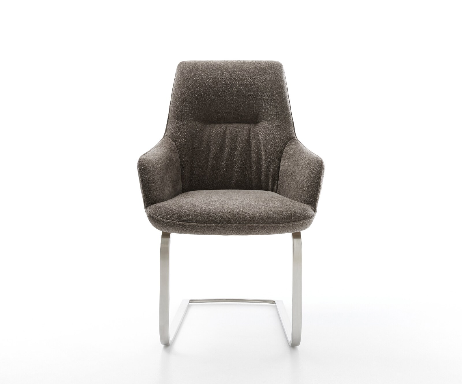 Freischwinger Zelia-Flex mit Armlehnen Strukturstoff Soft Taupe Freischwinger flach Edelstahl Taschenfederkern 2