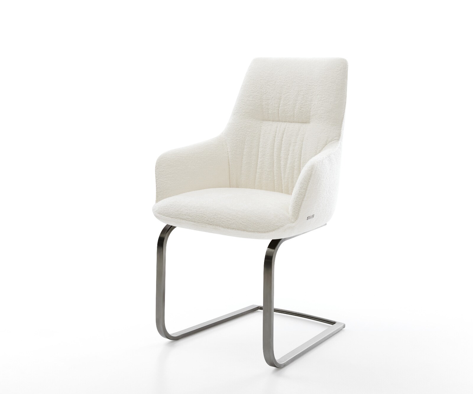 Freischwinger Zelia-Flex mit Armlehnen Bouclé Soft Beige Freischwinger flach Graphit Taschenfederkern 1