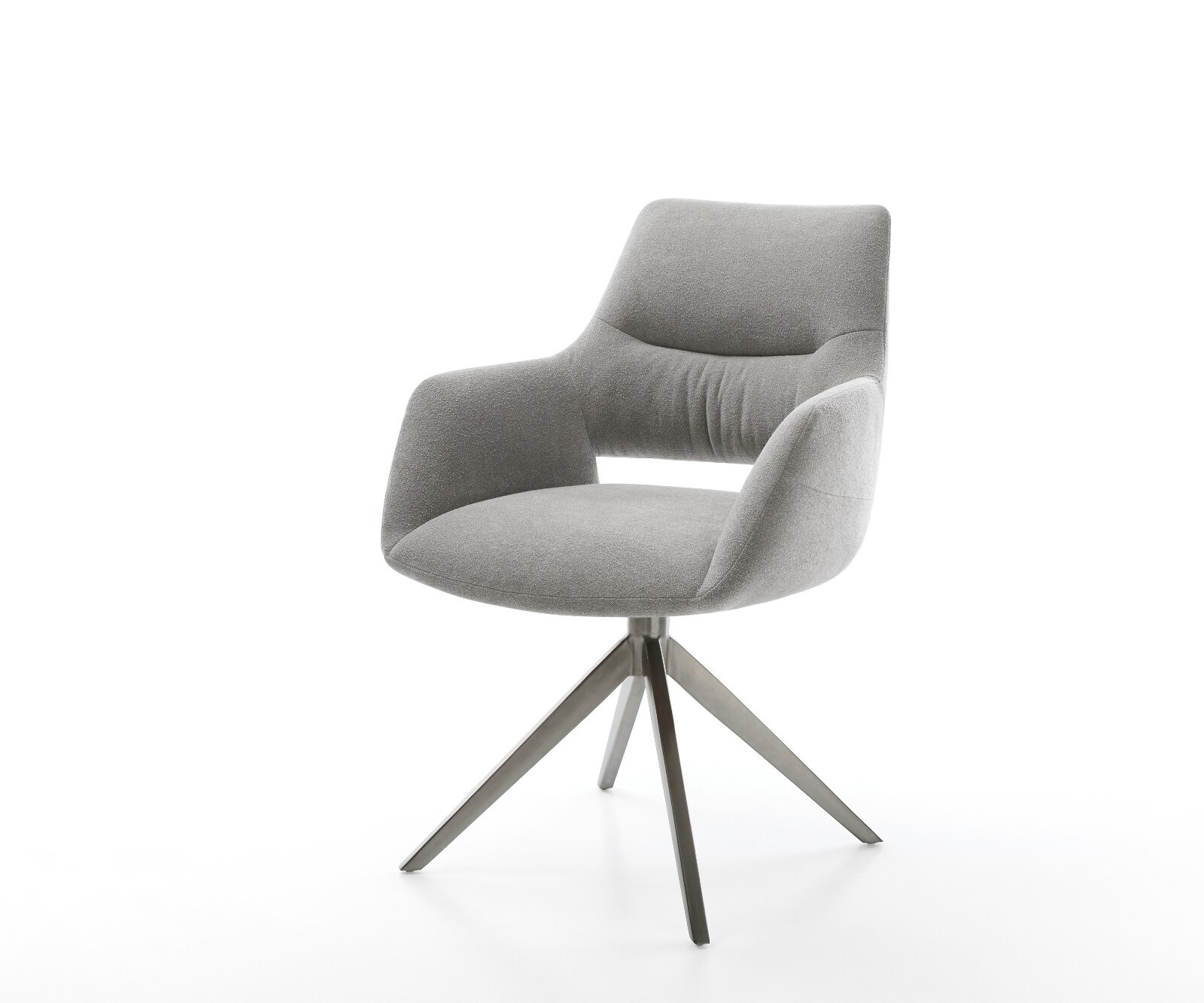 Drehstuhl Yago-Flex mit Armlehnen Strukturstoff Soft Grau Kreuzgestell brei günstig online kaufen