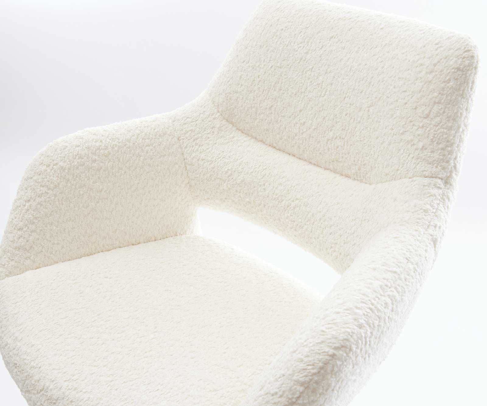 Barstuhl Yago-Flex Bouclé Weiß Freischwinger flach Edelstahl Taschenfederkern 3
