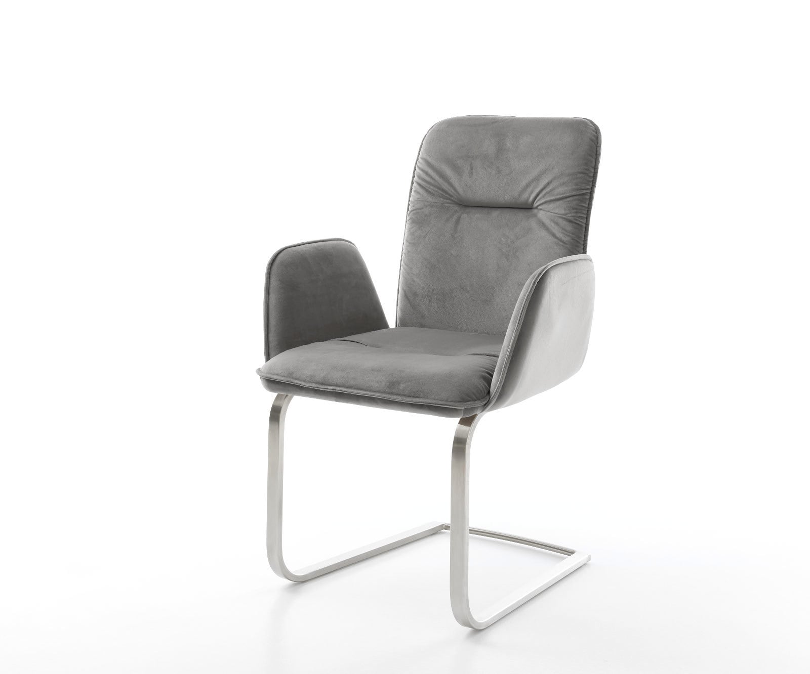Freischwinger Vinja-Flex Samt Grau Freischwinger flach Edelstahl günstig online kaufen
