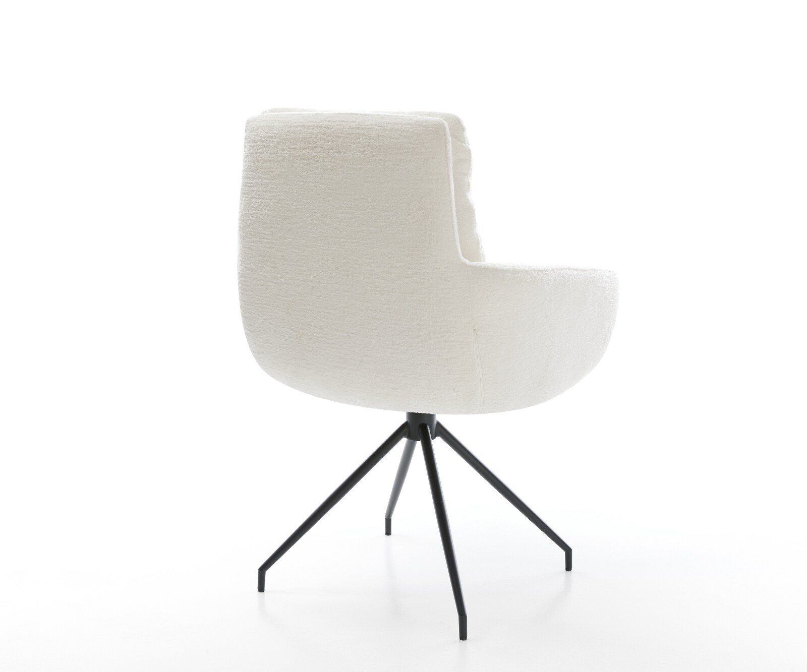 Esszimmerstuhl Abelia-Flex mit Armlehnen Bouclé Soft Beige Kreuzgestell konisch Schwarz 4