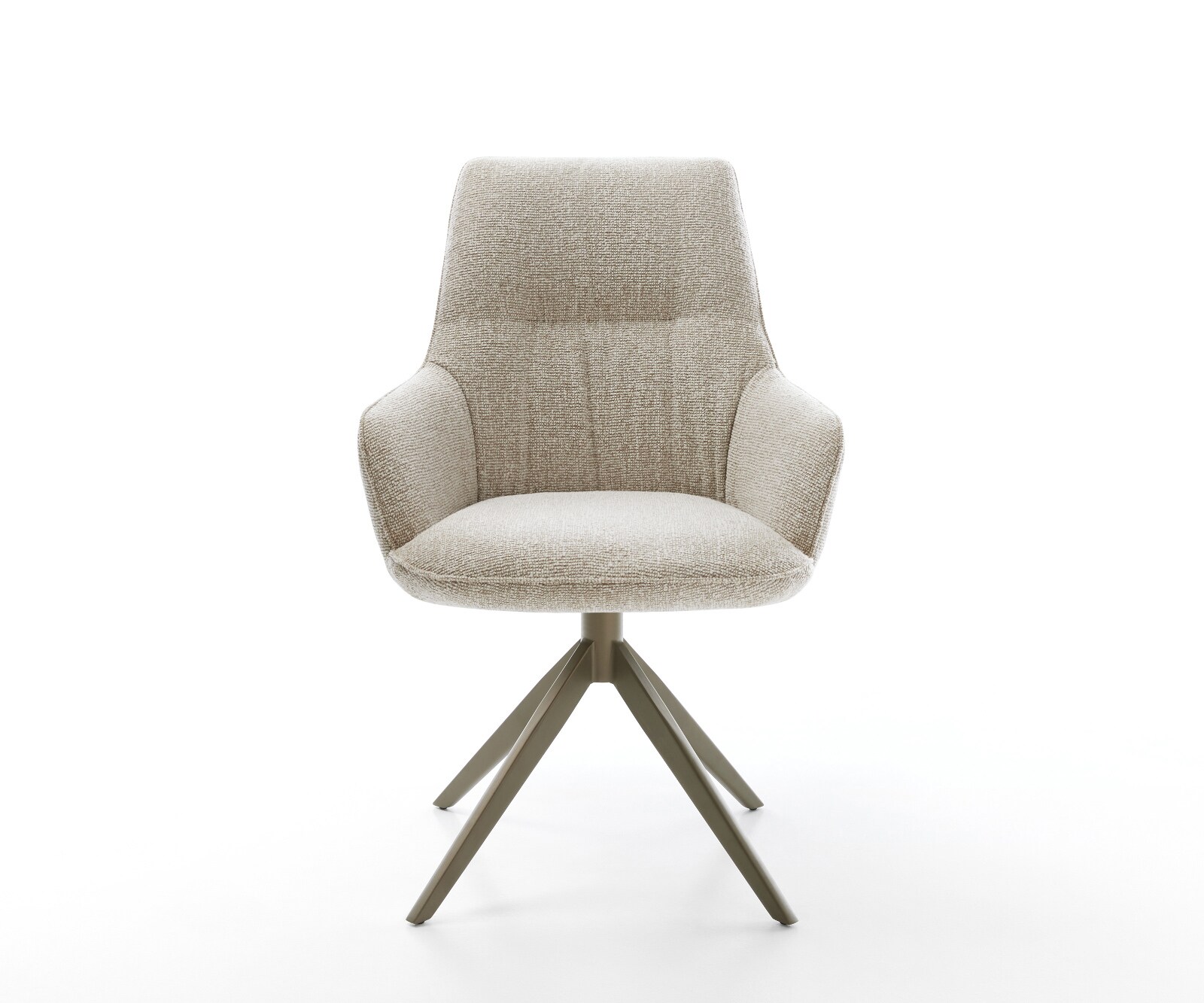 Drehstuhl Zelia-Flex mit Armlehnen Webstoff Soft Beige Kreuzgestell breit Effektfinish Titan 360° drehbar Wippfunktion Taschenfederkern 1