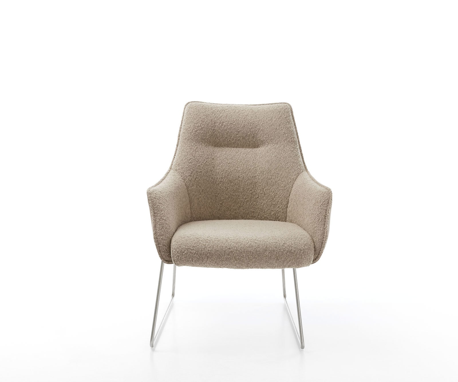 Esszimmerstuhl Alja-Flex mit Armlehnen Materialmix Schlamm Kufengestell Edelstahl Taschenfederkern 1 Esszimmerstuhl Alja-Flex mit Armlehnen Materialmix Schlamm Kufengestell Edelstahl Taschenfederkern 1