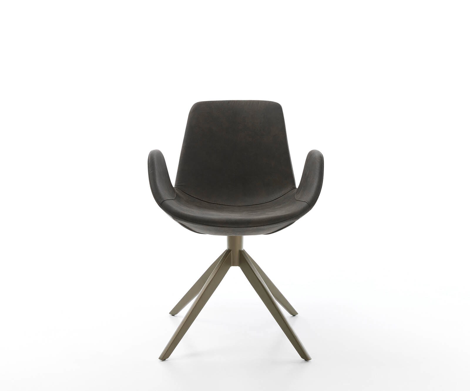 Drehstuhl Ilia-Flex mit Armlehnen Mikrofaser Anthrazit Vintage Kreuzgestell breit Effektfinish Titan 360° drehbar 1