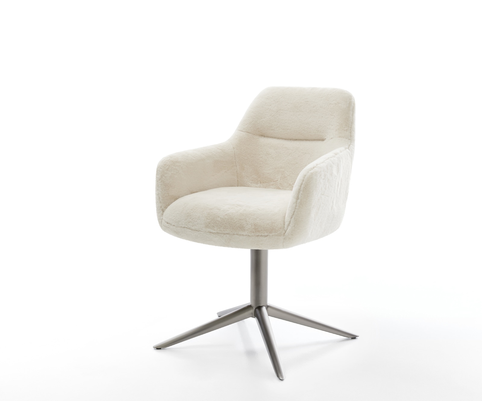 Chaise-pivotante Pejo-Flex peluche crème-blanc pied de chaise 4 branches grafiete pivotement sur 360° fonction bascule resorts ensachés