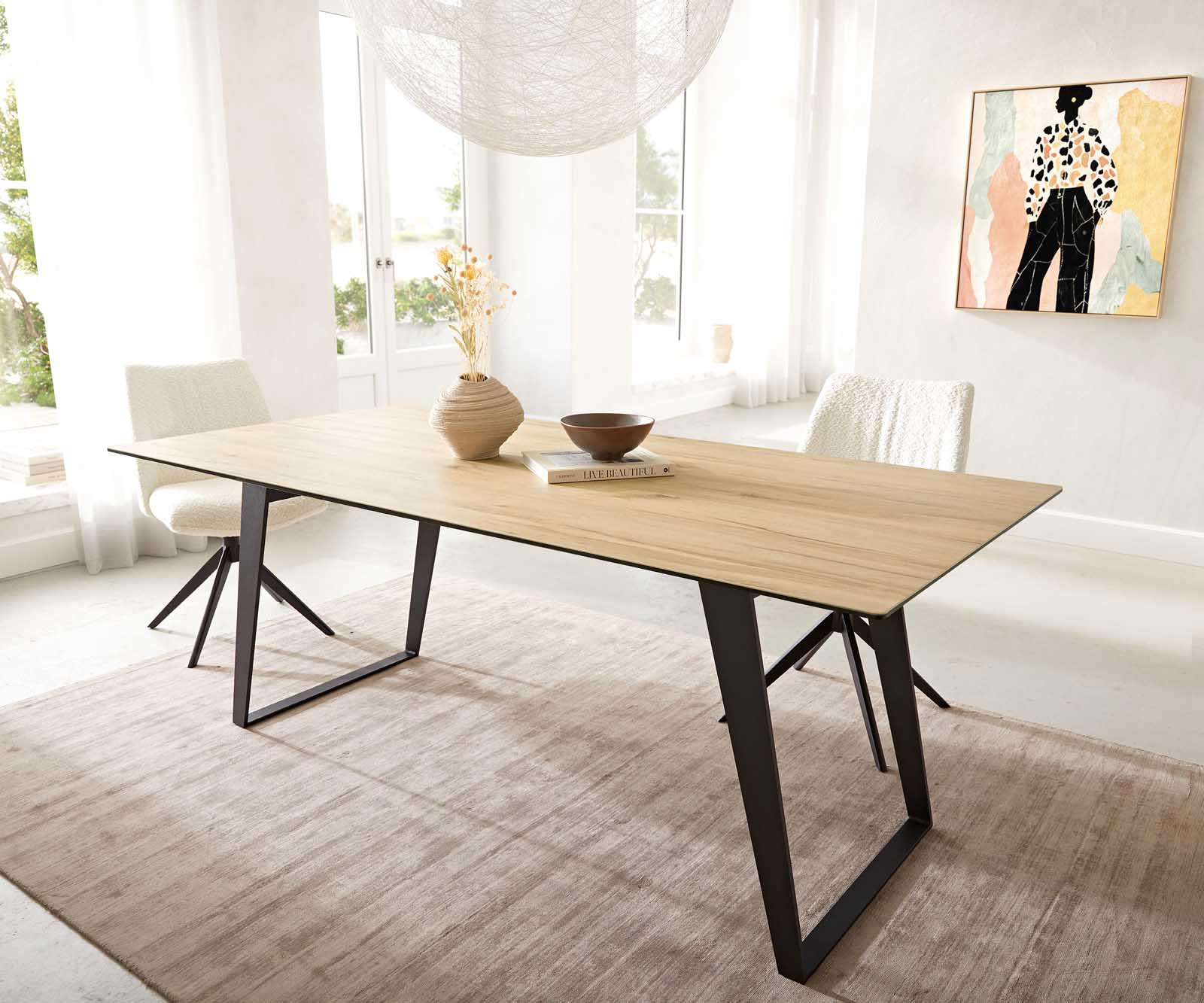 Esstisch Edge 200x100 Keramik Laminam® Sabbia Eichefarbig Metall Schräg Schwarz 2 Esstisch Edge 200x100 Keramik Laminam® Sabbia Eichefarbig Metall Schräg Schwarz 2