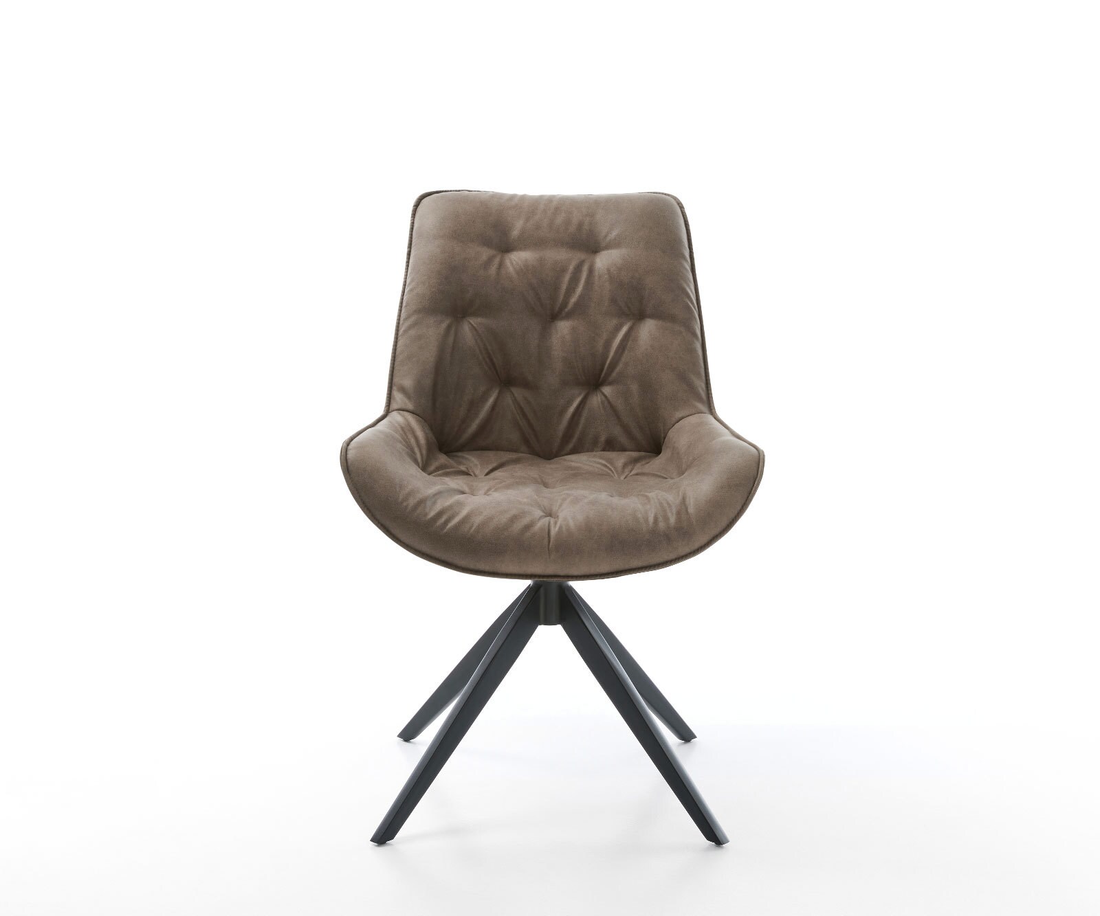 Drehstuhl Taimi-Flex Mikrofaser Taupe Vintage Kreuzgestell breit Schwarz 360° drehbar Wippfunktion 1