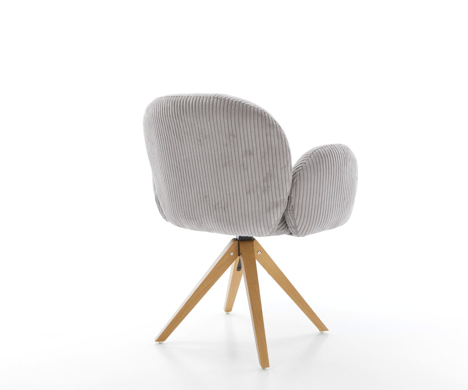 Drehstuhl Nube-Flex mit Armlehnen Cord Silbergrau Holzgestell kantig Natur 180° drehbar Taschenfederkern 4