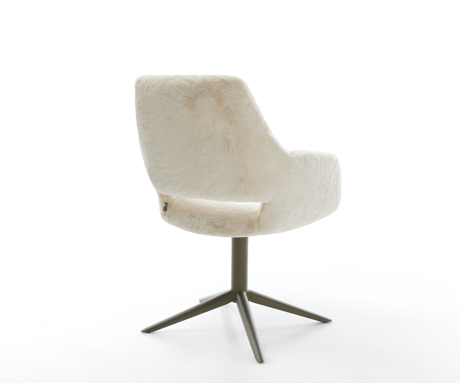 Drehstuhl Yago-Flex mit Armlehnen Plüsch Creme-Weiß Fußkreuz Effektfinish Titan 360° drehbar Wippfunktion Taschenfederkern 4