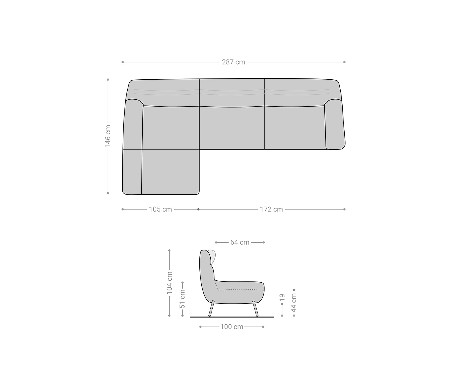Ecksofa Shape High 305x160 Steingrau Longchair links by ES brand 6 Ecksofa Shape High 305x160 Steingrau Longchair links by ES brand 6