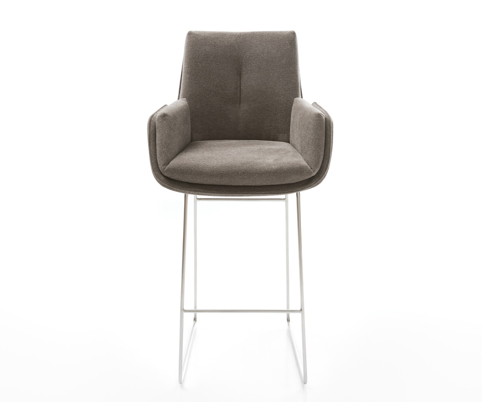 Barstuhl Clea-Flex Strukturstoff Soft Taupe Kufengestell Edelstahl Silberfarben 2
