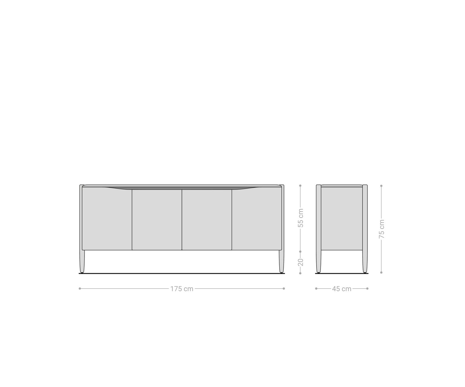 Sideboard Simcha 175 cm Akazie Natur 4 Türen 6