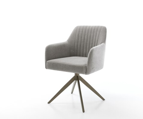 Drehstuhl Greg-Flex Strukturstoff Soft Grau Kreuzgestell breit Effektfinish Titan 360° drehbar Wippfunktion Taschenfederkern
