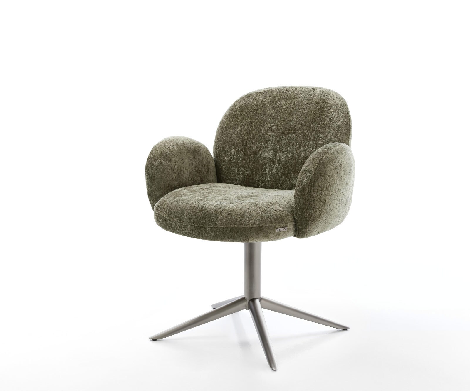 Drehstuhl Nube-Flex mit Armlehnen Chenille Olive Fußkreuz Graphit 360° dreh günstig online kaufen