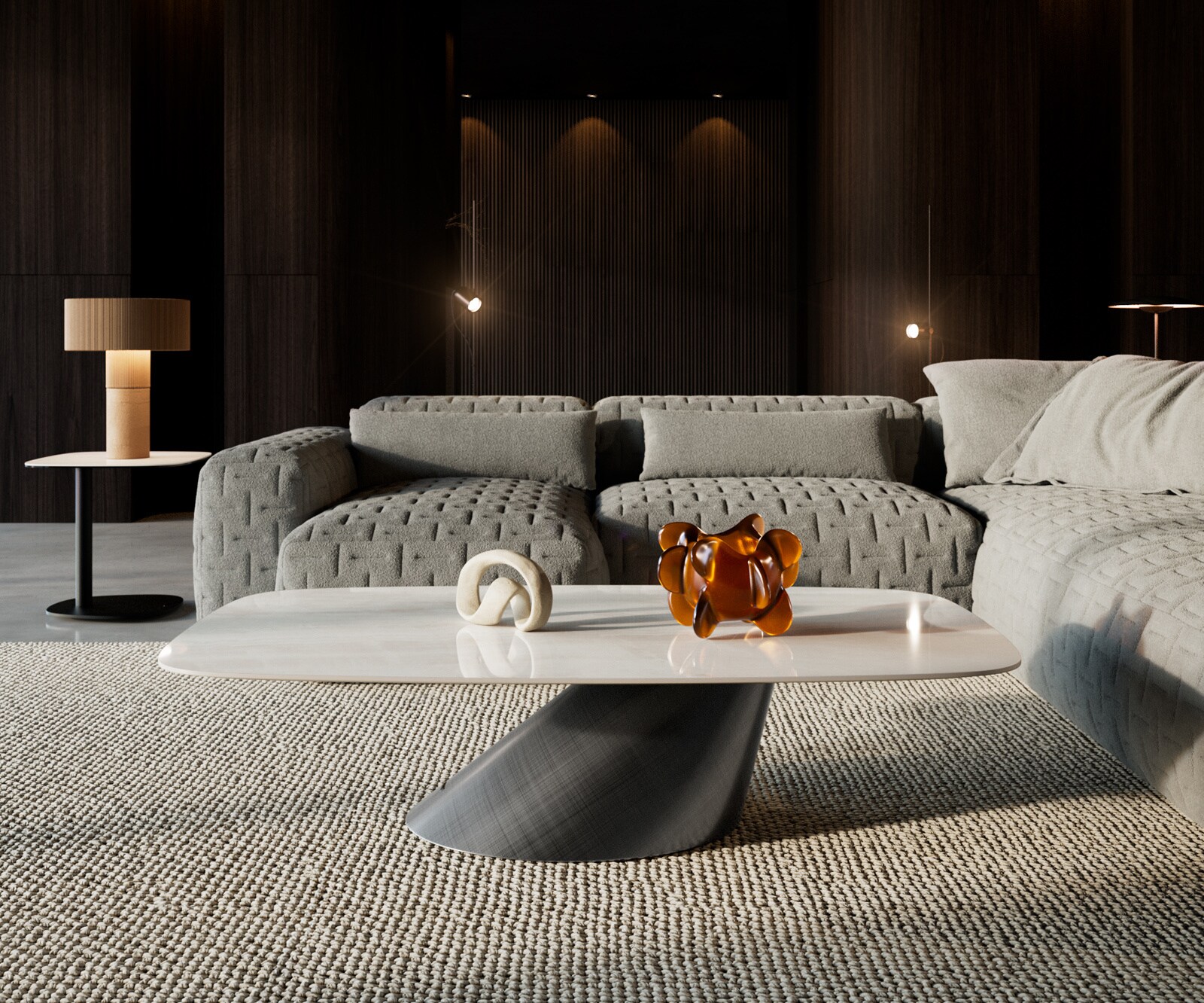 Couchtisch Edge Boot 140x80 cm Keramik Onyx Champagne Conis Metallic Silber 1