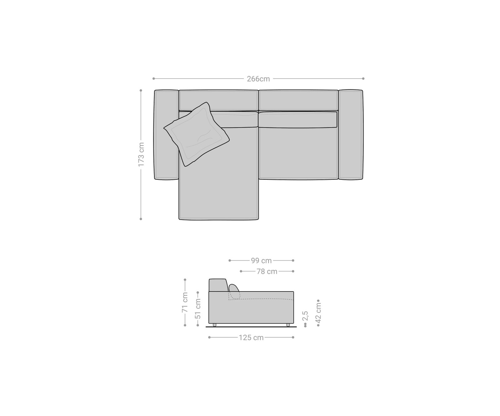 Ecksofa Sirpio XL 270x170 cm Mikrofaser Schwarz Recamiere variabel 9