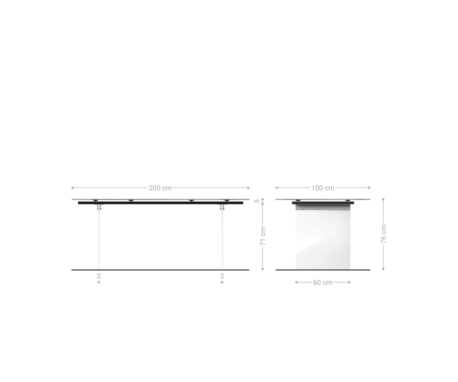 Esstisch Edge Boot 200x100 Keramik Emperador Extra Lucidato Dunkelbraun Gestell Glas 6