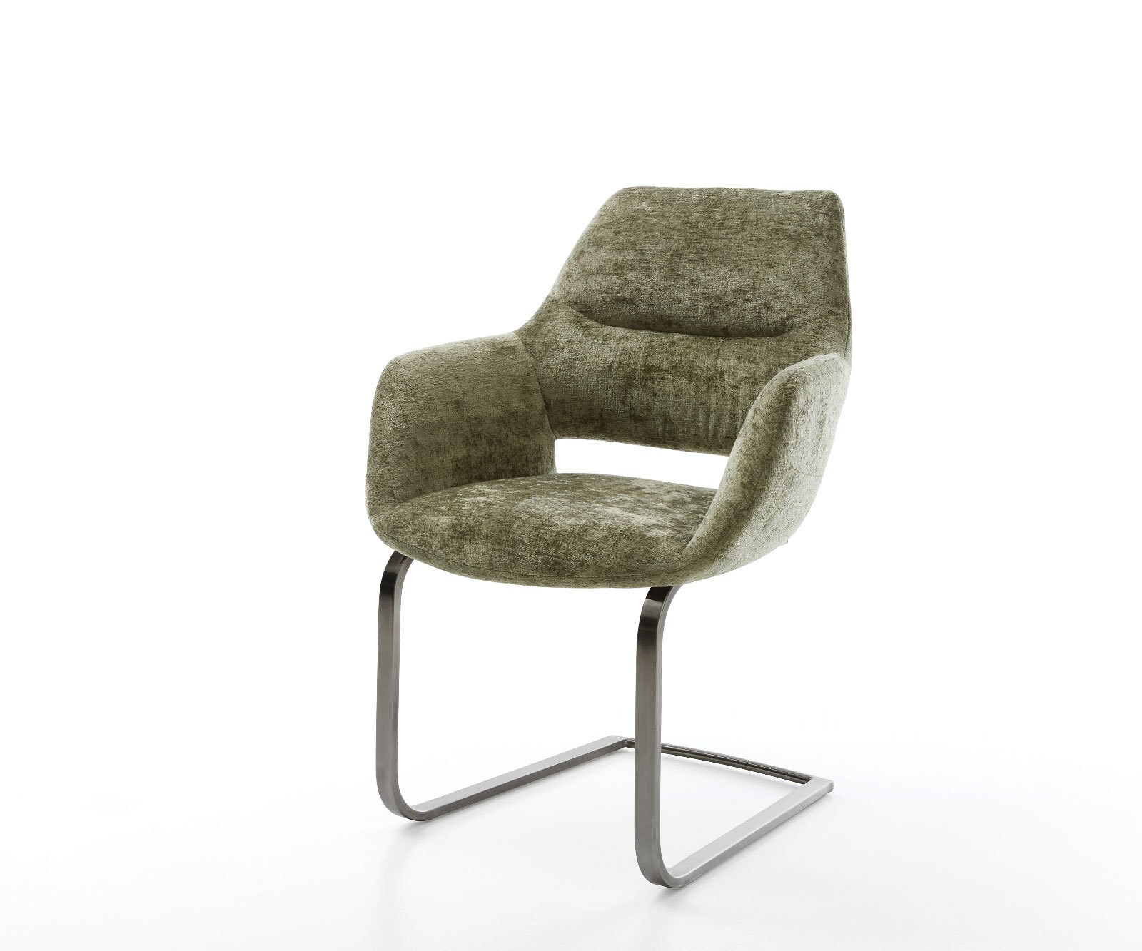 Freischwinger Yago-Flex mit Armlehnen Chenille Olive Freischwinger flach Gr günstig online kaufen