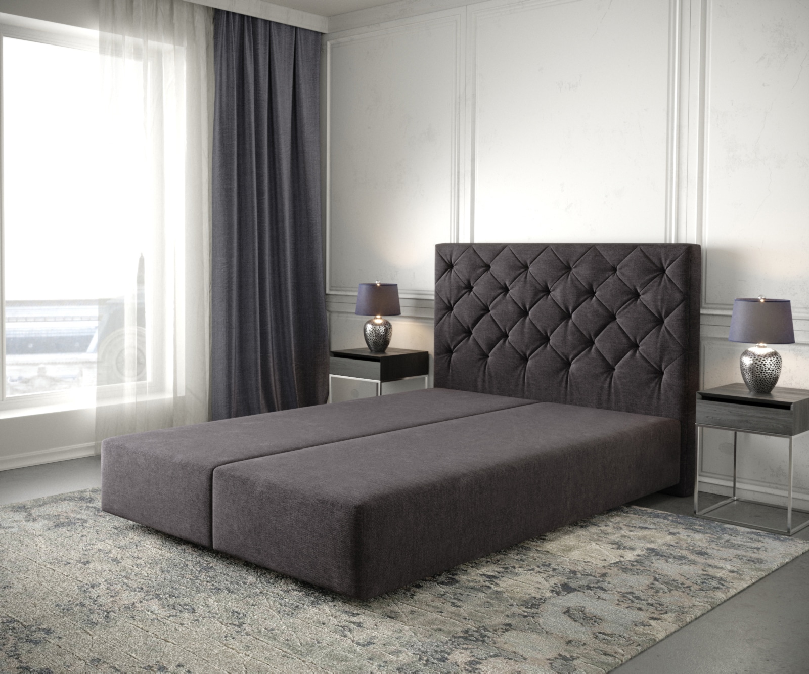 Boxspringgestell Dream-Great 160x200 cm Mikrofaser Schwarz Boxspringgestell Dream-Great 160x200 cm Mikrofaser Schwarz