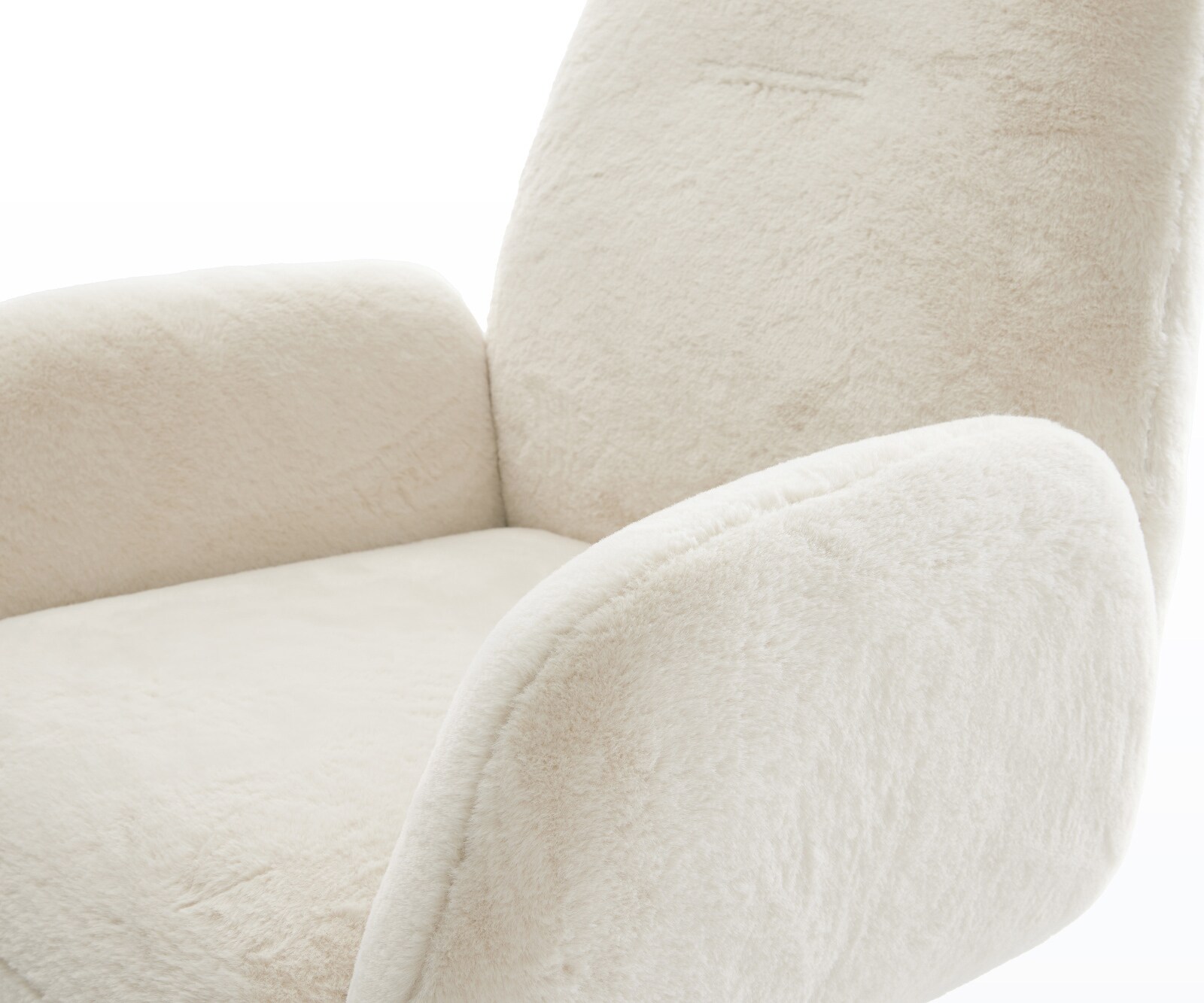 Drehstuhl Zoa-Flex Plüsch Creme-Weiß Fußkreuz Effektfinish Titan 360° drehbar Wippfunktion Taschenfederkern 4