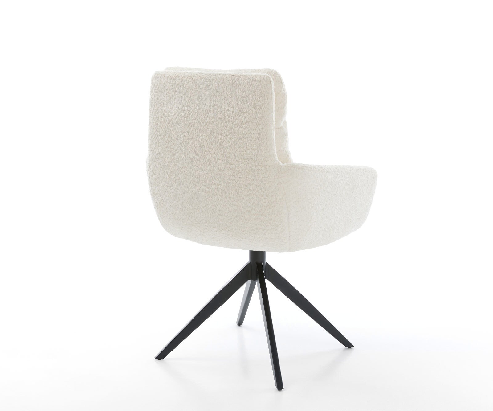 Drehstuhl Abelia-Flex mit Armlehnen Bouclé Weiß Kreuzgestell breit Schwarz 360° drehbar Wippfunktion 4
