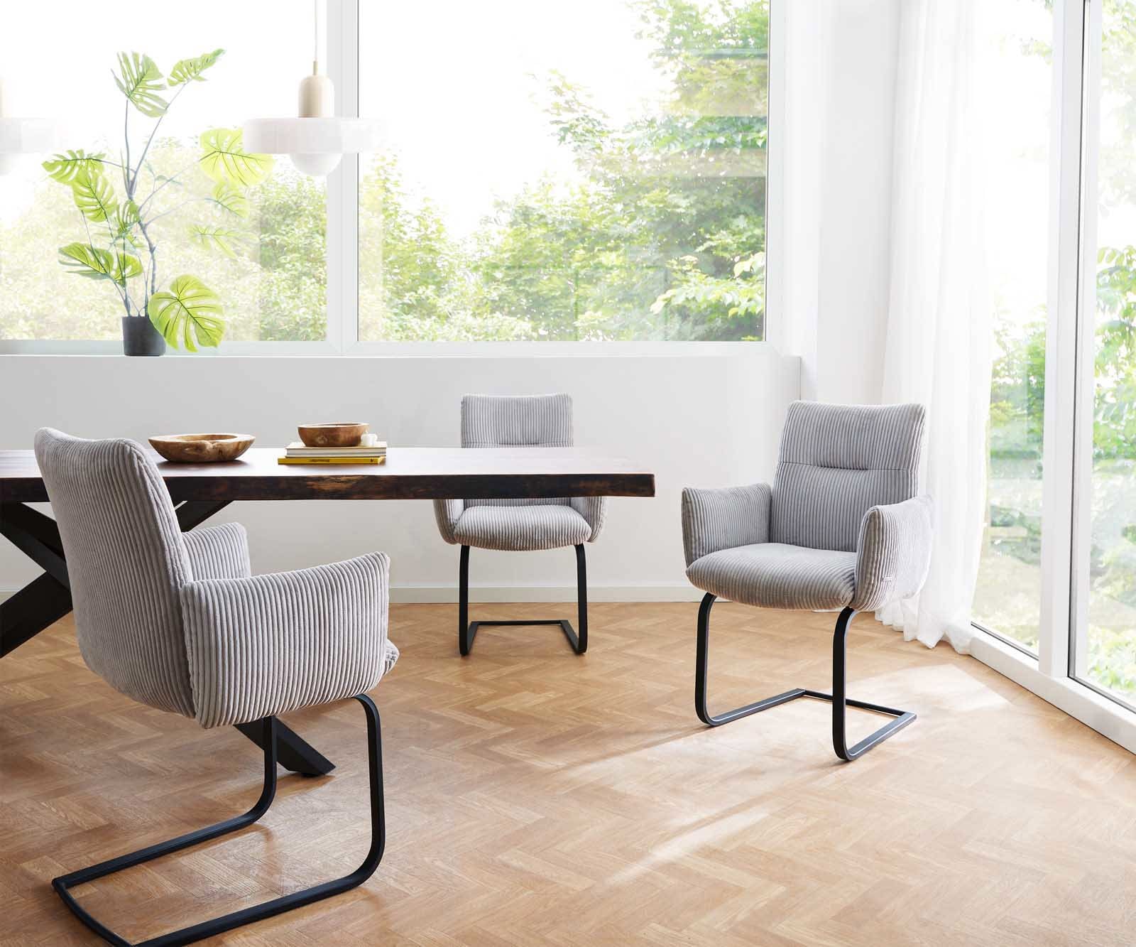 Freischwinger Jova-Flex mit Armlehnen Cord Silbergrau Freischwinger flach Schwarz Taschenfederkern 5 Freischwinger Jova-Flex mit Armlehnen Cord Silbergrau Freischwinger flach Schwarz Taschenfederkern 5