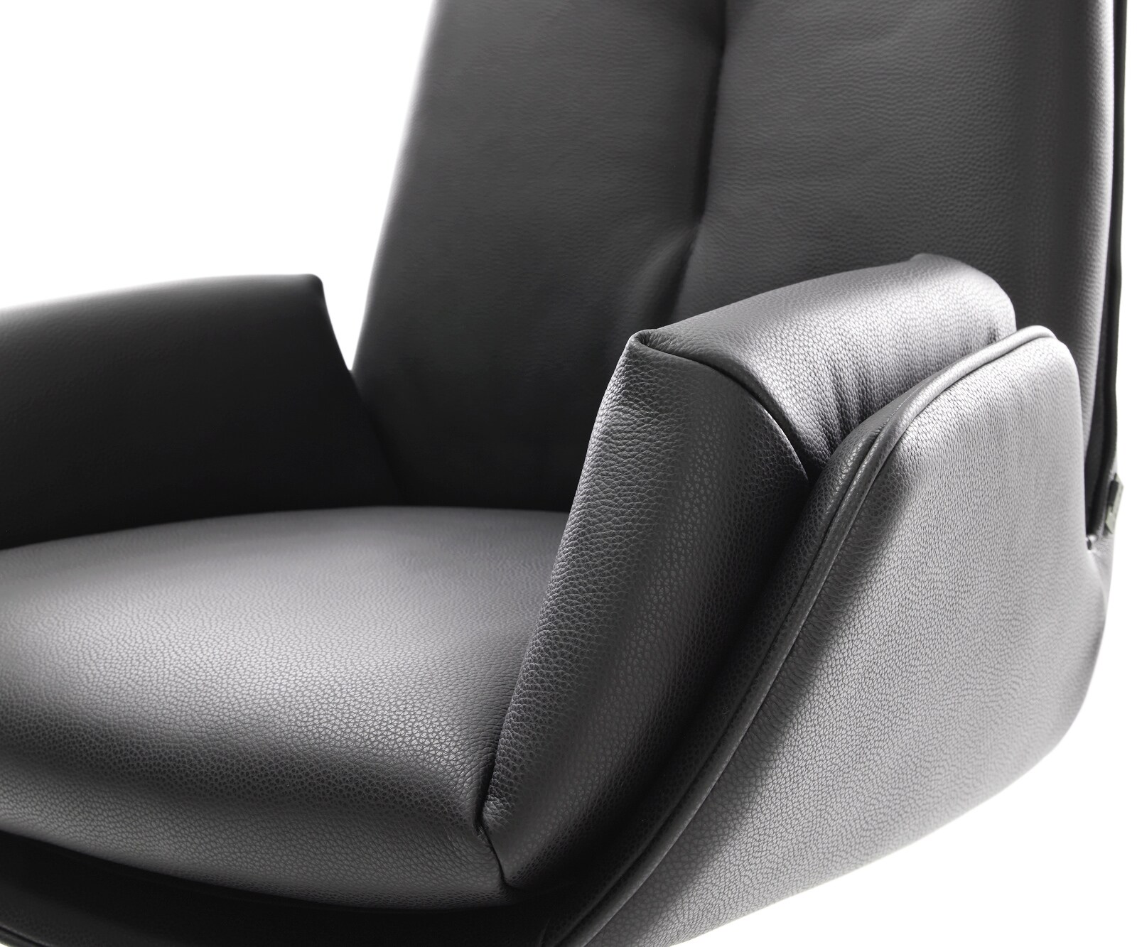 Drehstuhl Clea-Flex Echt-Leder Schwarz Holzgestell kantig Natur 360° drehbar 4