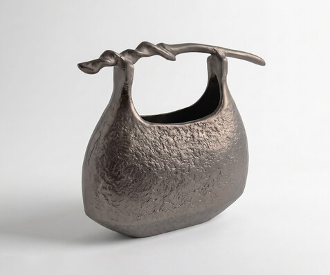 Vase Ramea B43 x T17 x H35 cm Aluminium Hämatit Gegossen