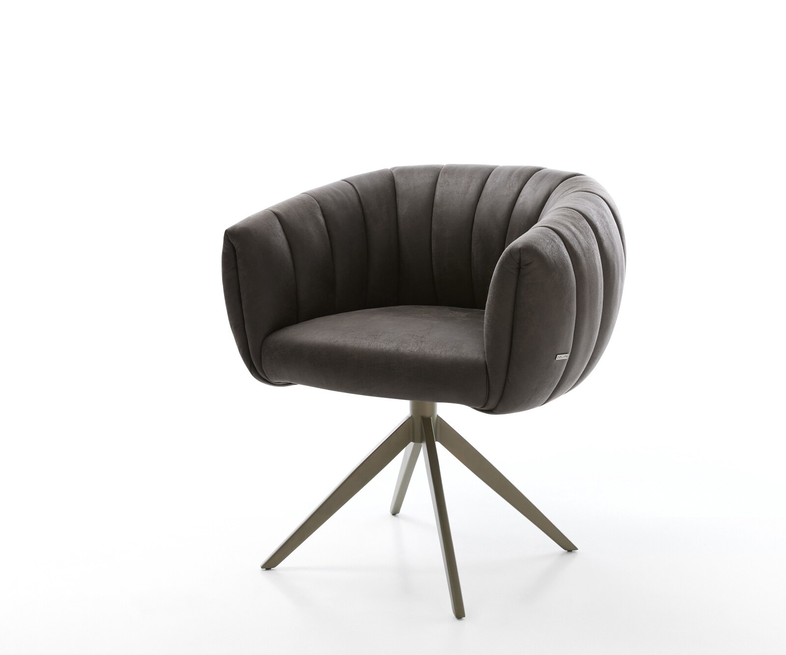 Drehstuhl Jada-Flex Mikrofaser Anthrazit Vintage Kreuzgestell breit Effektfinish Titan 360° drehbar Wippfunktion Taschenfederkern