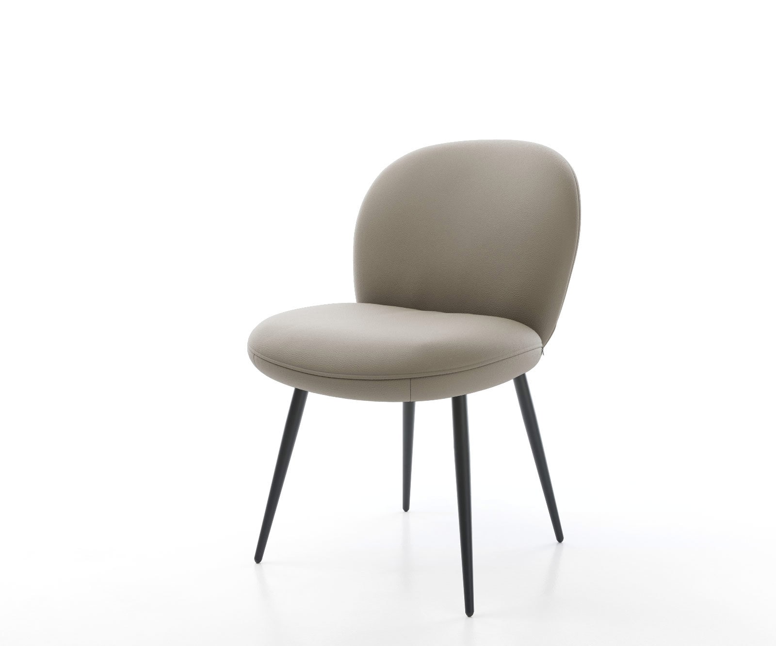 Esszimmerstuhl Nube-Flex Echt-Leder Schlamm 4-Fuß konisch Schwarz Taschenfederkern 1