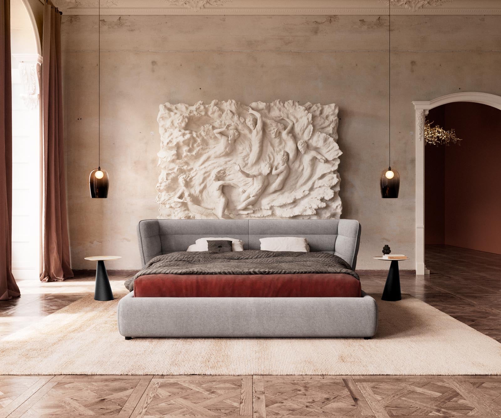 Polsterbettgestell Simea 180x200 cm Mikrofaser Grau 1 Polsterbettgestell Simea 180x200 cm Mikrofaser Grau 1