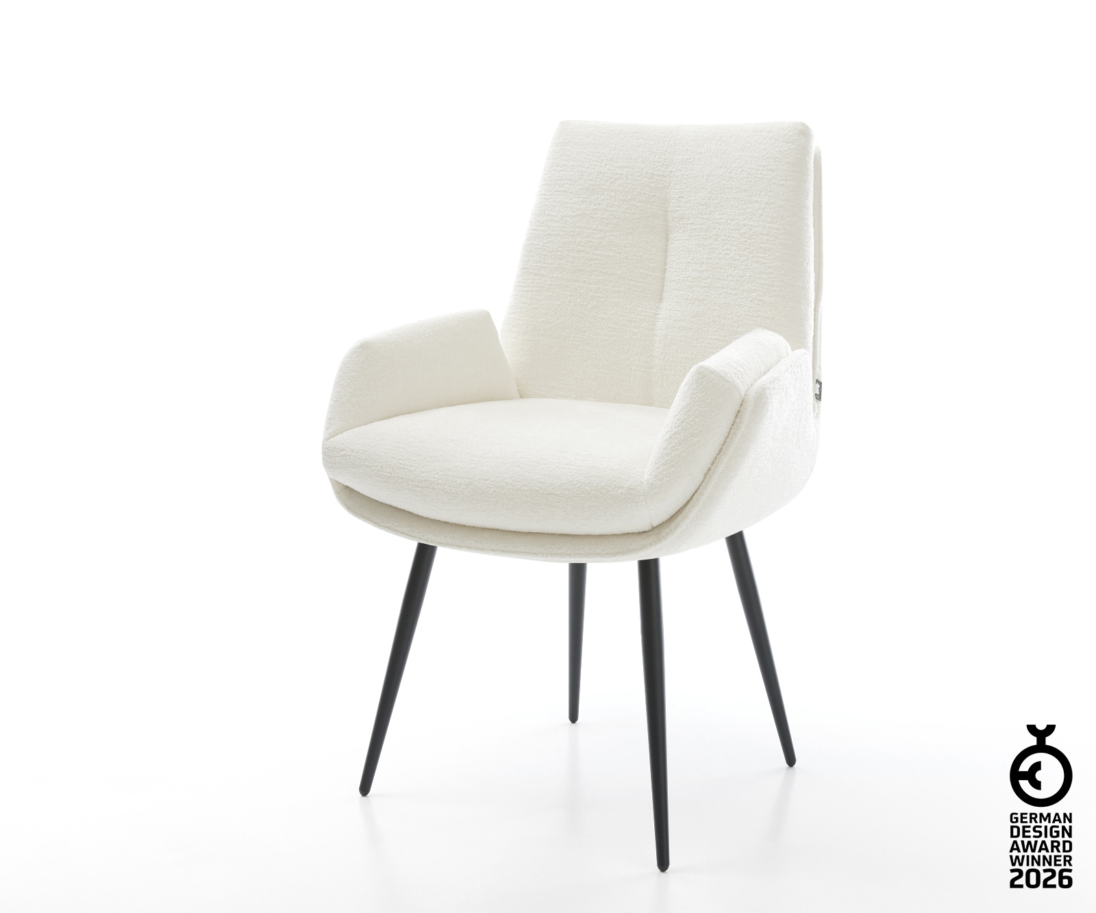 Esszimmerstuhl Clea-Flex Bouclé Soft Beige 4-Fuß konisch Schwarz günstig online kaufen