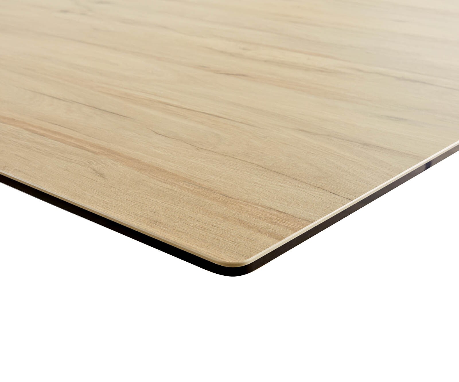 Esstisch Edge 300x100 Keramik Laminam® Sabbia Eichefarbig V-Gestell Flachstahl Schwarz 8