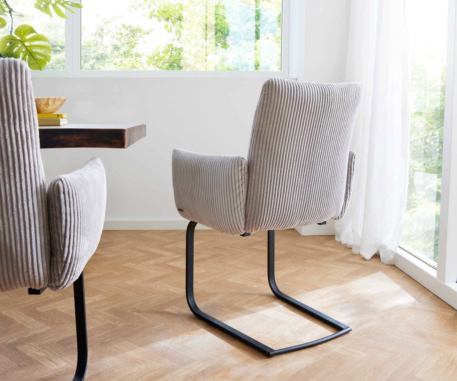 Freischwinger Jova-Flex mit Armlehnen Cord Silbergrau Freischwinger flach Schwarz Taschenfederkern 4 Freischwinger Jova-Flex mit Armlehnen Cord Silbergrau Freischwinger flach Schwarz Taschenfederkern 4
