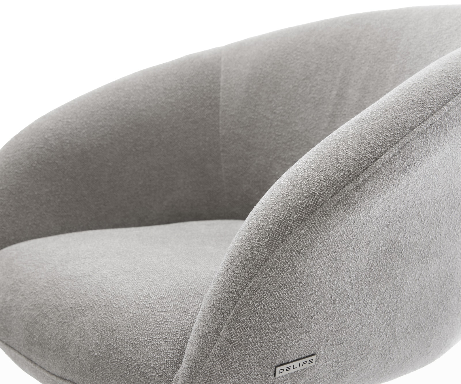 Drehstuhl Vinka-Flex mit Armlehnen Strukturstoff Soft Grau Kreuzgestell breit Edelstahl 360° drehbar Wippfunktion Taschenfederkern 3